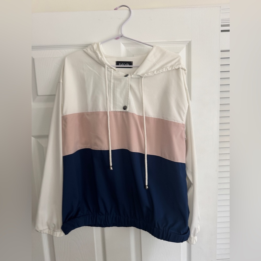 Fabrik Colorblock Hoodie in White, Pink, and Blue